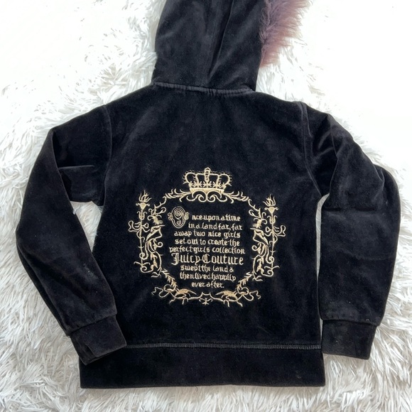 Juicy Couture Other - Juicy Couture Girls Vintage Velour Zip Up Hoodie Fur USA 4